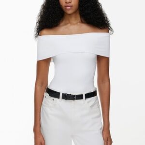 Aritzia NWOT Contour Sleeveless Off-shoulder Hip Top White